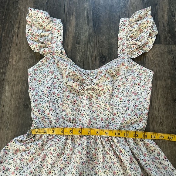 PRETTY GARDEN Pink Casual Summer Dress Floral Boho Ruffle A Line Sleeveless M - Picture 12 of 13